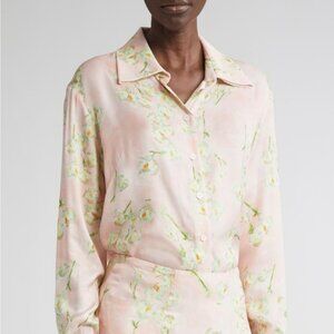Emilia Wickstead HICK TOP IN LITTLE LILLIES ON PINK FLORAL PRINT VISCOSE TWILL